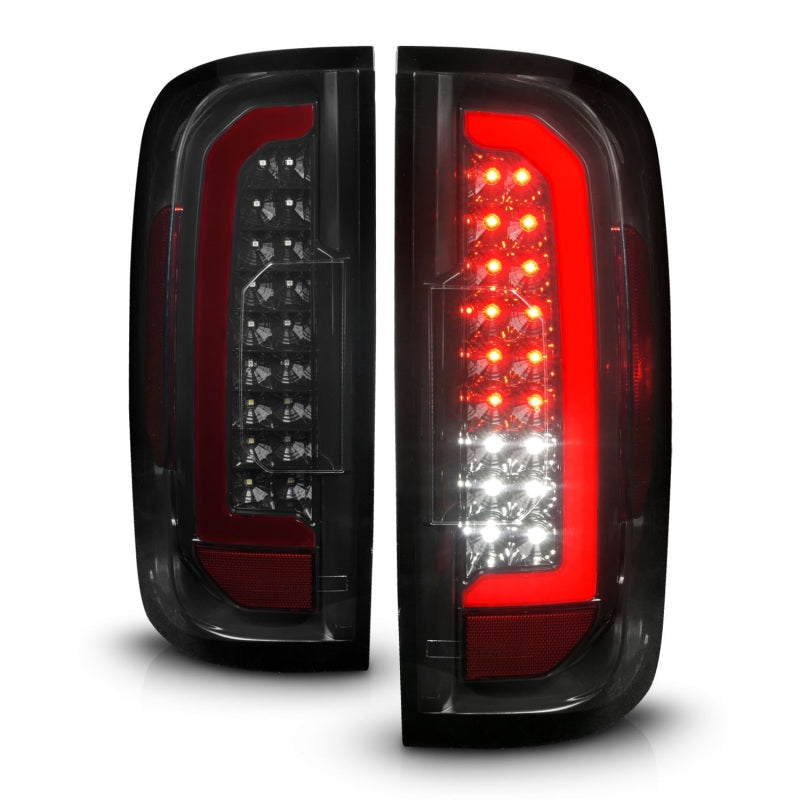 ANZO 15-21 Chevrolet Colorado Full LED Tail Lights w/ Red Lightbar Black Housing Smoke Lens - eliteracefab.com