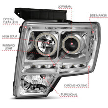 Load image into Gallery viewer, ANZO 2009-2014 Ford F-150 Projector Headlights w/ Halo Chrome (CCFL) G2 - eliteracefab.com