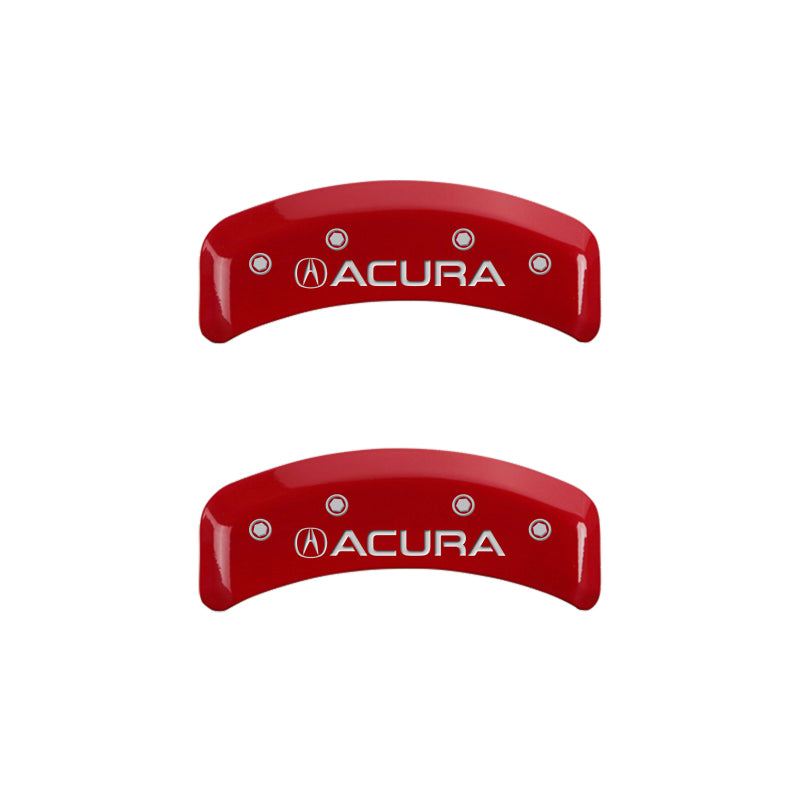 MGP 4 Caliper Covers Engraved Front & Rear Acura Red finish silver ch MGP