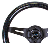 NRG Classic Wood Grain Steering Wheel 310mm Black 3-Spokes Black Sparkled Grip - ST-310BSB-BK