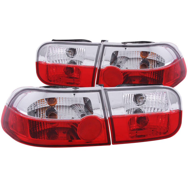 ANZO USA Honda Civic 2/4dr Taillights Red/Clear; 1992-1995 - eliteracefab.com