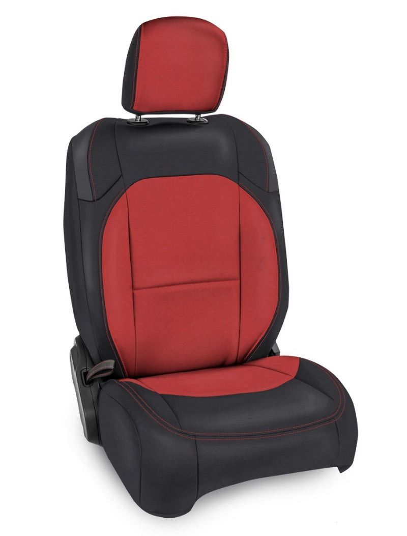 PRP 2018+ Jeep Wrangler JLU/4 Door/ Jeep Gladiator JT/ Rubicon Front Seat Covers (Pair) - Black/Red B040-05