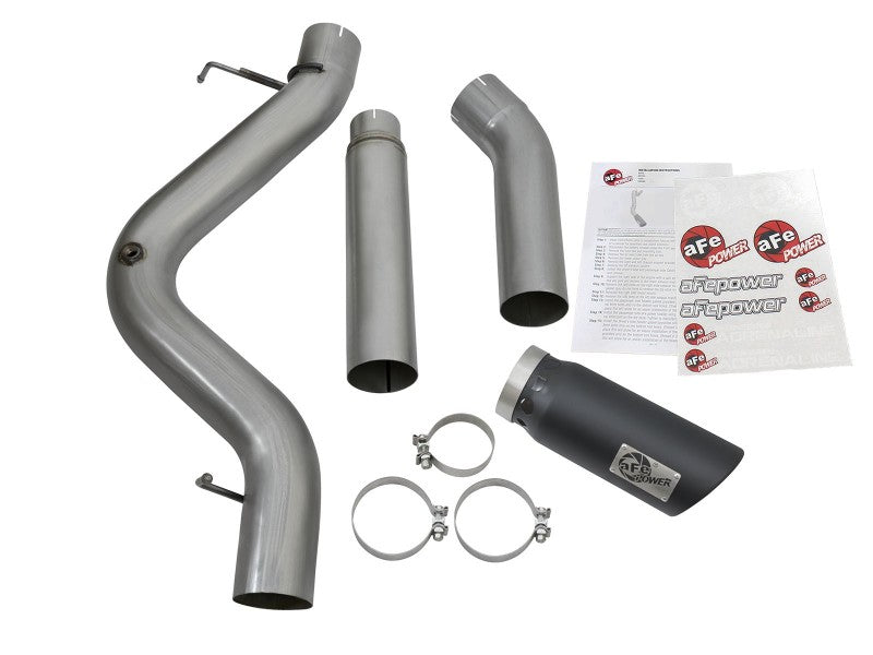 aFe LARGE Bore HD 5in Exhausts DPF-Back SS w/ Black Tips 16-17 GM Diesel Truck V8-6.6L (td) LML/L5P aFe