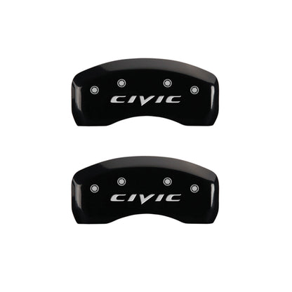 MGP 4 Caliper Covers Engraved Front Civic Engraved Rear 2015/CIVIC Black finish silver ch MGP