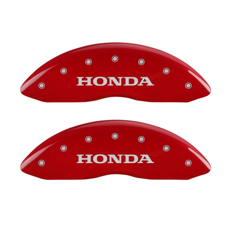 MGP 4 Caliper Covers Engraved Front Honda Engraved Rear H Logo Red finish silver ch - eliteracefab.com