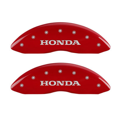 MGP 4 Caliper Covers Engraved Front Honda Engraved Rear H Logo Red finish silver ch MGP