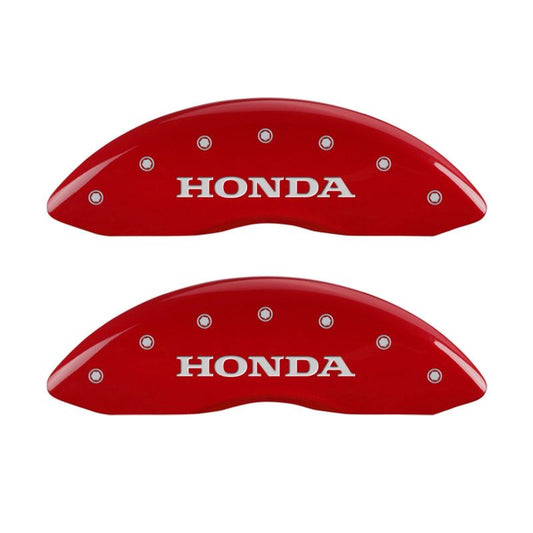MGP 4 Caliper Covers Engraved Front Honda Engraved Rear H Logo Red finish silver ch - eliteracefab.com