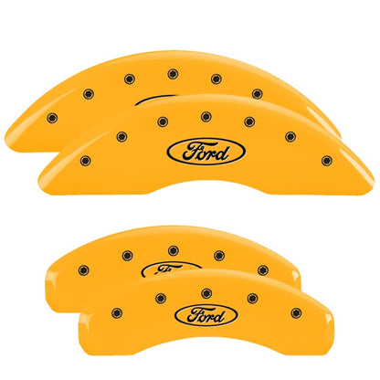 MGP 4 Caliper Covers Engraved F & R Oval Logo/Ford Yellow Finish Black Char 2007 Ford Expedition MGP