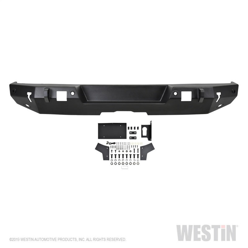 Westin 18-19 Jeep Wrangler JL WJ2 Rear Bumper w/ Sensors (Excl. Wrangler JK) - Textured Black - eliteracefab.com