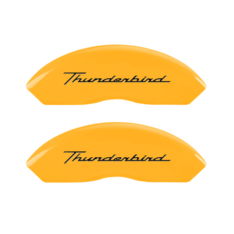 MGP 4 Caliper Covers Eng Fr No Bolts/TBird Rr No Bolts/TBird Yel Finish Blk Char 05 Ford Thunderbird MGP