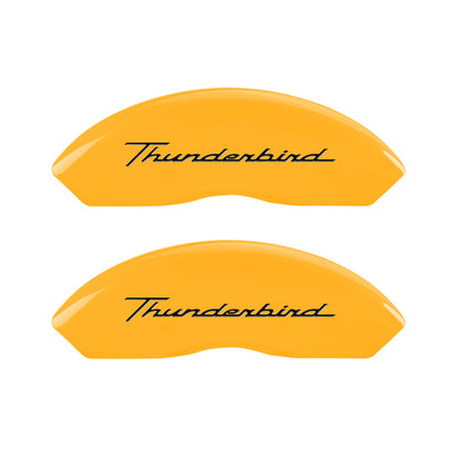 MGP 4 Caliper Covers Eng Fr No Bolts/TBird Rr No Bolts/TBird Yel Finish Blk Char 05 Ford Thunderbird MGP