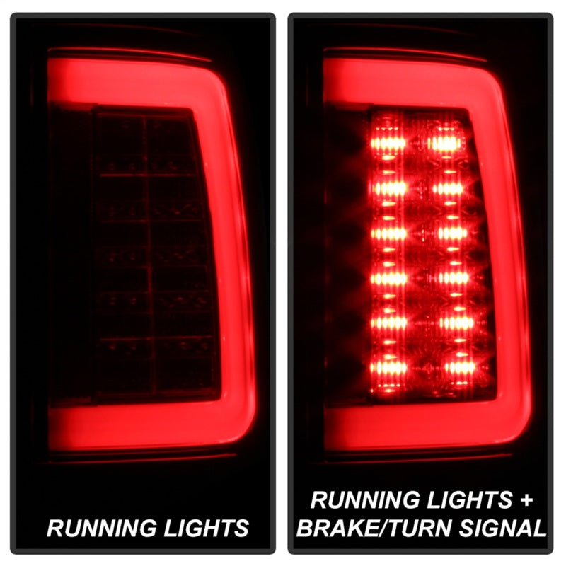 Spyder 09-16 Dodge Ram 1500 Light Bar LED Tail Lights - Red Clear ALT-YD-DRAM09V2-LED-RC - eliteracefab.com