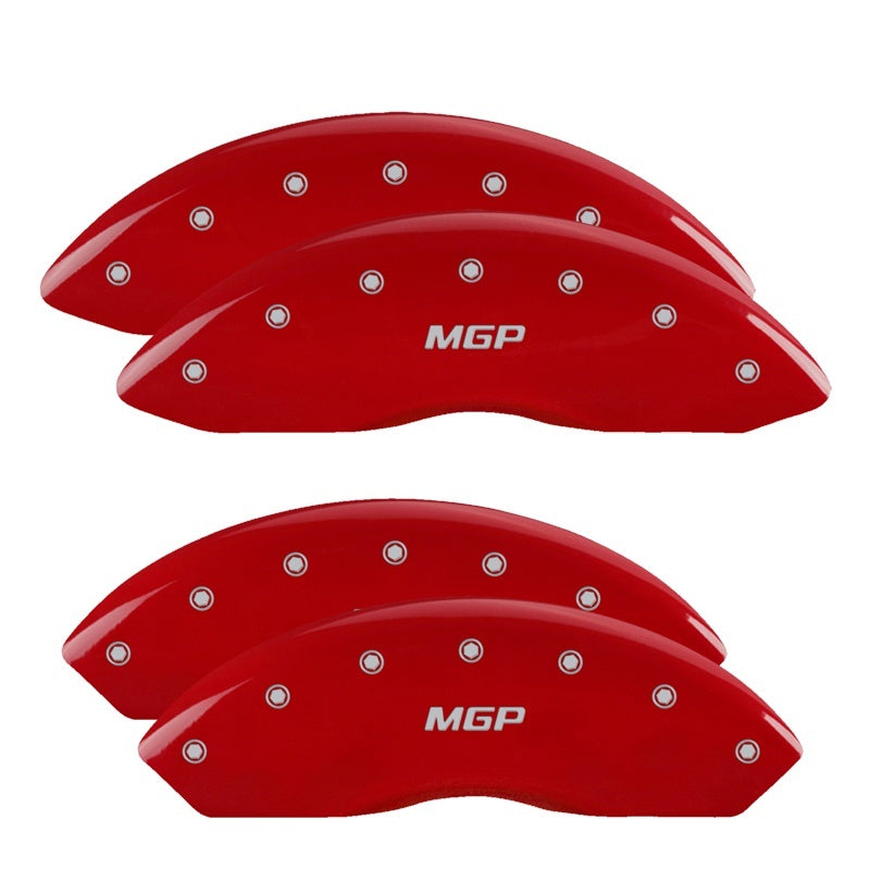 MGP 4 Caliper Covers Engraved Front & Rear MGP Red Finish Silver Char 2014 Chevrolet Express 2500 MGP