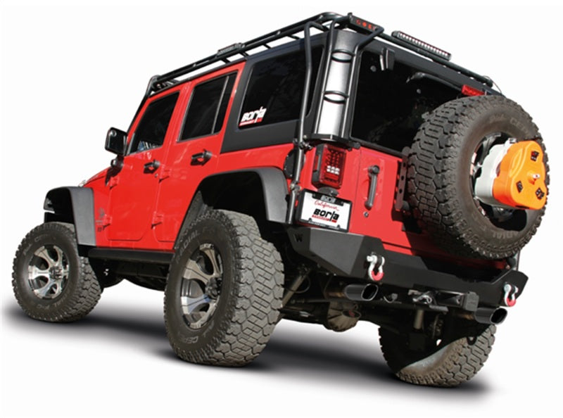 Borla 12-16 Jeep Wrangler 3.6L AT/MT 4DR 4WD S SQ RL AC SR 2.5in 2in TIP 3.5inx3.28in Black Chrome - eliteracefab.com