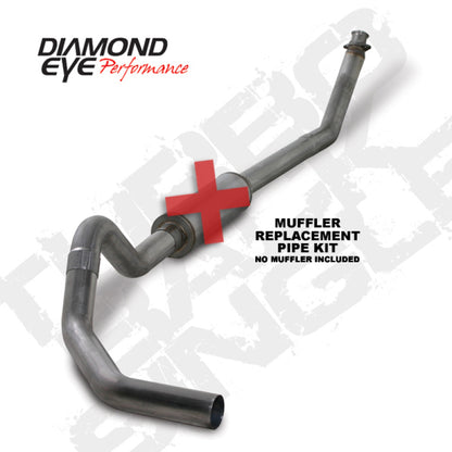 Diamond Eye KIT 4in TB MFLR RPLCMENT PIPE SGL SS: 98.5-02 DODGE CUMMINS 5.9L Diamond Eye Performance
