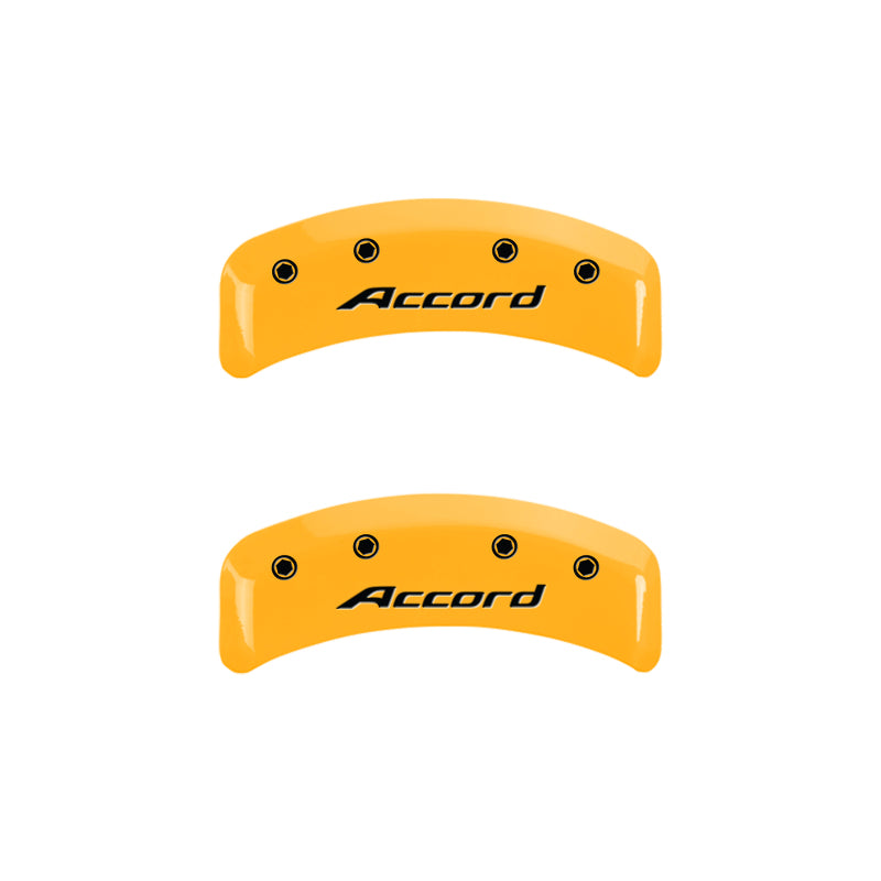 MGP 4 Caliper Covers Engraved Front Accord Engraved Rear Accord Yellow finish black ch MGP