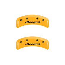 Load image into Gallery viewer, MGP 4 Caliper Covers Engraved Front Accord Engraved Rear Accord Yellow finish black ch MGP