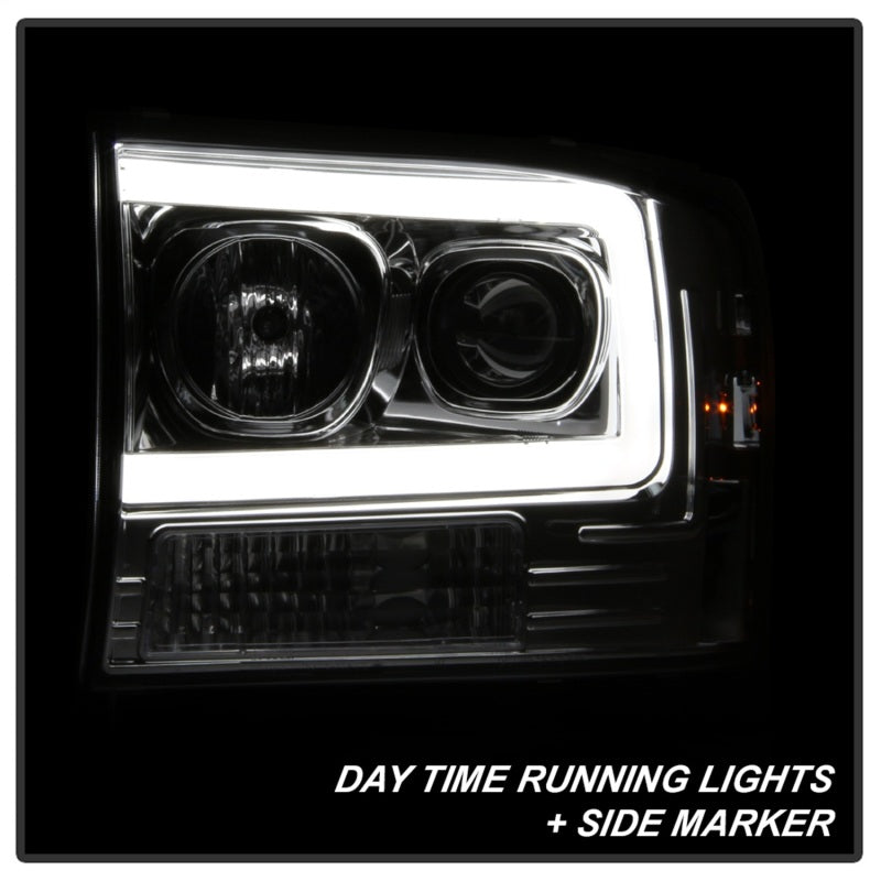 Spyder 99-04 Ford F-250 Super Duty Light Bar Projector Headlights - Chrome (PRO-YD-FF25099V2-LB-C) - eliteracefab.com