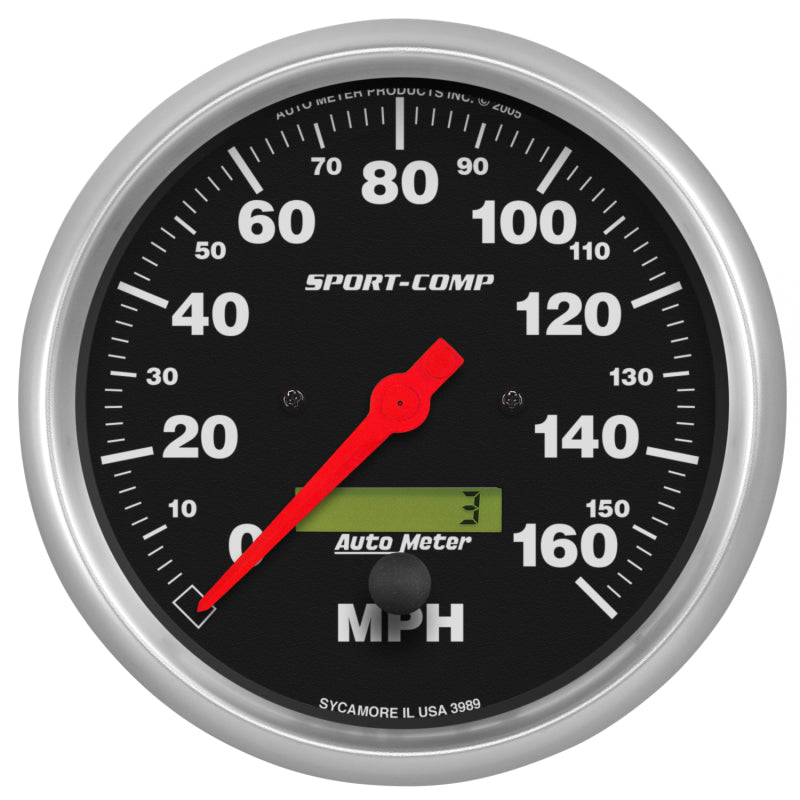 Autometer Sport-Comp 5 inch 160 MPH Electronic Speedometer Gauge w/LCD Odometer 3989