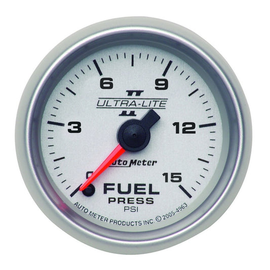 Autometer Ultra-Lite II 52mm 0-15 PSI Full Sweep Electronic Fuel Pressure Gauge 4961