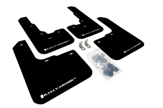 Rally Armor 2013-2016 Dodge Dart UR Black Mud Flap w/ White Logo - eliteracefab.com