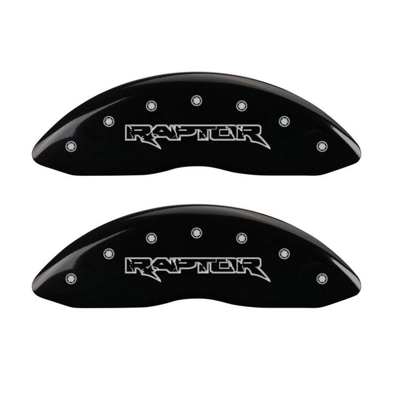 MGP 4 Caliper Covers Engraved Front & Rear Raptor Black finish silver ch MGP