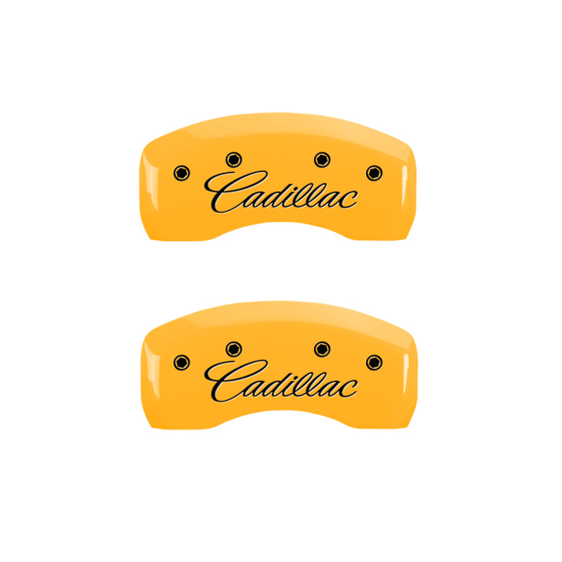 MGP 4 Caliper Covers Engraved F & R Cursive/Cadillac Yellow Finish Black Char 2006 Cadillac SRX MGP