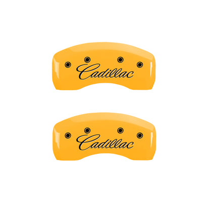 MGP 4 Caliper Covers Engraved F & R Cursive/Cadillac Yellow Finish Black Char 2006 Cadillac SRX MGP