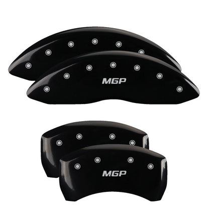MGP 4 Caliper Covers Engraved Front & Rear MGP Black Finish Silver Char 2018 Hyundai Santa Fe Sport MGP