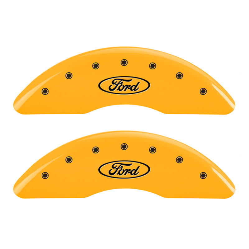 MGP 4 Caliper Covers Engraved F & R Oval Logo/Ford Yellow Finish Black Char 2007 Ford Expedition MGP