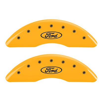 MGP 4 Caliper Covers Engraved F & R Oval Logo/Ford Yellow Finish Black Char 2007 Ford Expedition MGP