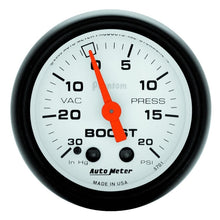 Load image into Gallery viewer, Autometer Phantom 52mm 30in HG.-Vac/20PSI Mechanical Vacuum/Boost Gauge.