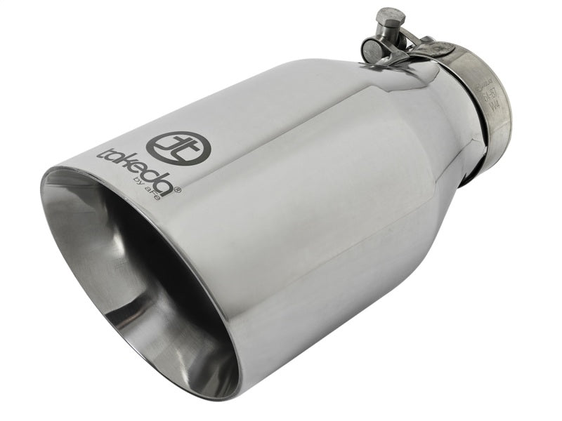 aFe Takeda 304 Stainless Steel Clamp-On Exhaust Tip 2.5in. Inlet / 4.5in. Outlet / 9in. L - Polished aFe