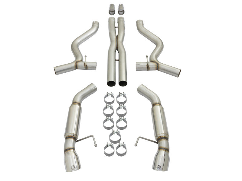 aFe MACHForce XP 3in Aggressive Toned Cat-Back Exhausts w/ Polished Tips 15-17 Ford Mustang V6/V8 aFe