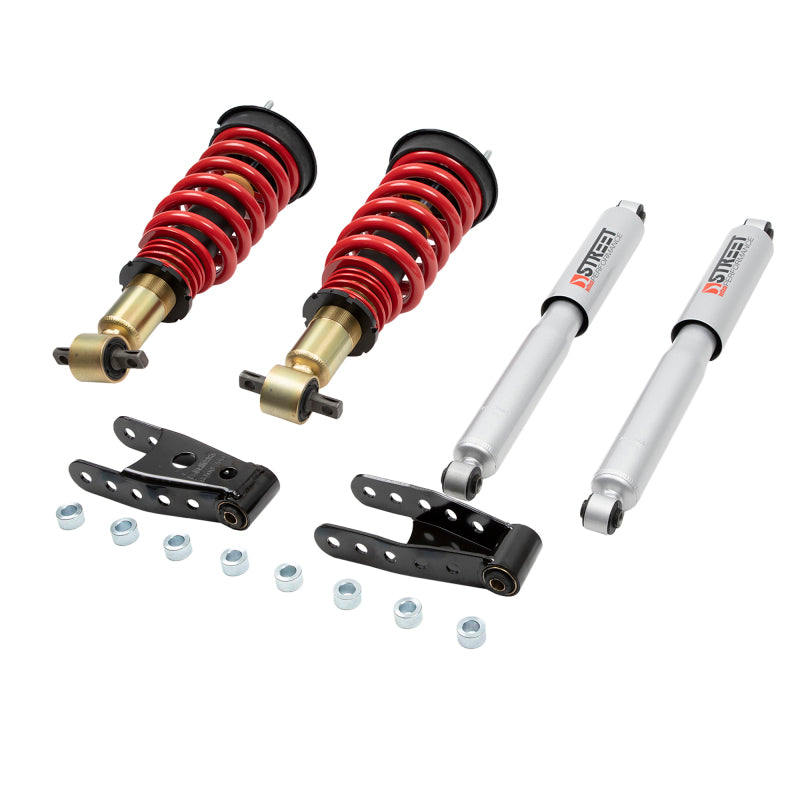 Belltech Coilover Kit 07-18 GM Sierra 1500 All Cabs/Short Bed F -1in to -3in / R 2in to -2in 2/4WD - eliteracefab.com