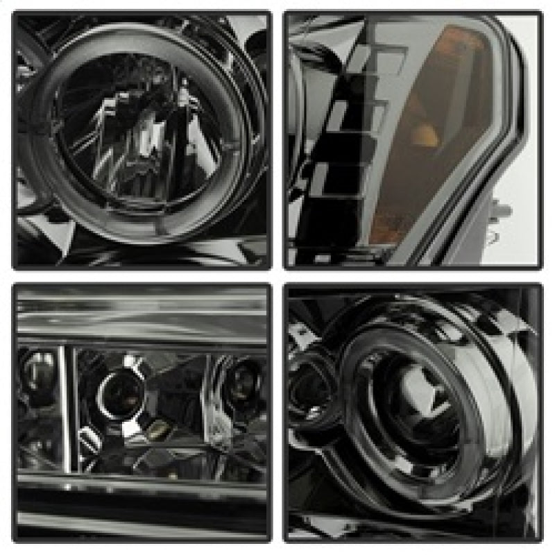 Spyder Ford F150 09-14 Projector Headlights Halogen Model- LED Halo LED Smke PRO-YD-FF15009-HL-SM - eliteracefab.com