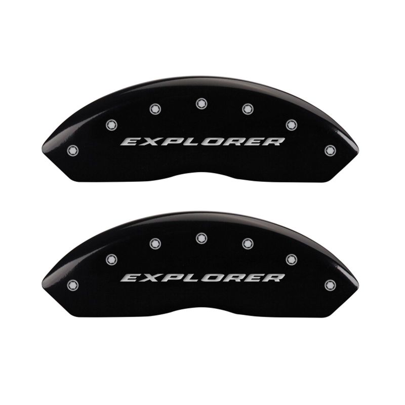 MGP 4 Caliper Covers Engraved Front & Rear Explorer Black finish silver ch MGP