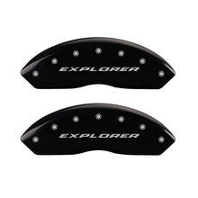 Load image into Gallery viewer, MGP 4 Caliper Covers Engraved Front &amp; Rear Explorer Black finish silver ch MGP