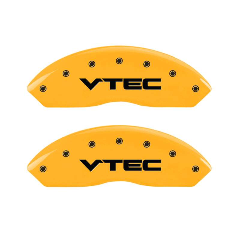MGP 4 Caliper Covers Engraved Front & Rear Vtech Yellow Finish Black Char 2007 Honda Accord MGP