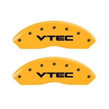 Load image into Gallery viewer, MGP 4 Caliper Covers Engraved Front &amp; Rear Vtech Yellow Finish Black Char 2004 Acura RSX