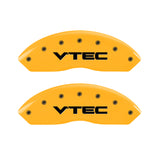 MGP 4 Caliper Covers Engraved Front & Rear Vtech Yellow Finish Black Char 2004 Acura RSX