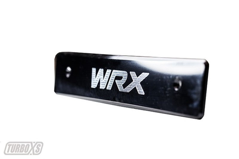 TURBOXS LICENSE PLATE DELETE BLACK; MACHINED SUBARU WRX/STI WRX LOGO; 2008-2014 - eliteracefab.com