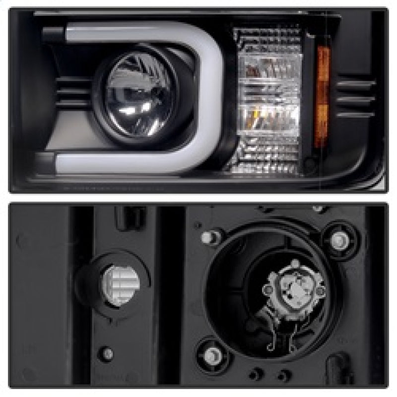 Spyder Chevy Silverado 2014-16 2500 HD Projector Headlights Light Bar DRL Blk PRO-YD-CSHD14-LBDRL-BK - eliteracefab.com