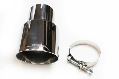 JBA 3in x 4in x 7-1/4in Double Wall Polished Chrome Tip - Clamp On JBA