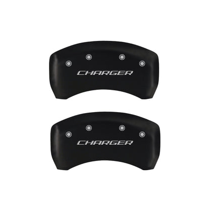 MGP 4 Caliper Covers Engraved Front & Rear Block/Charger Red finish silver ch MGP
