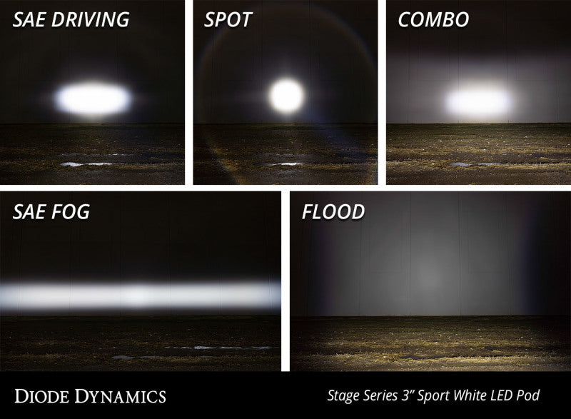Diode Dynamics SS3 LED Pod Sport - White SAE Driving Flush (Pair)