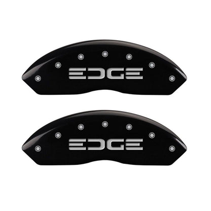MGP 4 Caliper Covers Engraved Front & Rear Edge Black finish silver ch MGP