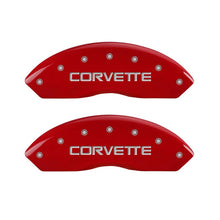 Load image into Gallery viewer, MGP 4 Caliper Covers Gloss Red Engraved with Corvette C4 (Full Kit 4 Pieces) - eliteracefab.com