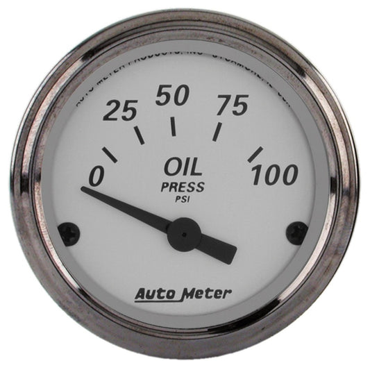 AutoMeter Gauge Oil Press 2-1/16in. 100PSI Elec American Platinum 1928