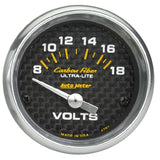 AutoMeter GAUGE; VOLTMETER; 2 1/16in.; 18V; ELECTRIC; CARBON FIBER